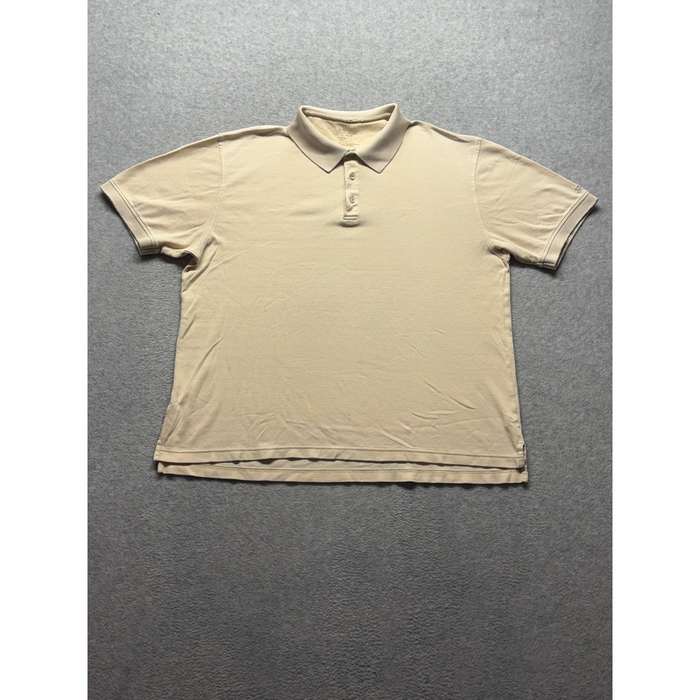 Izod Advantage Performance Mens XL Polo Shirt Tan Khaki Short Sleeve Pique Knit